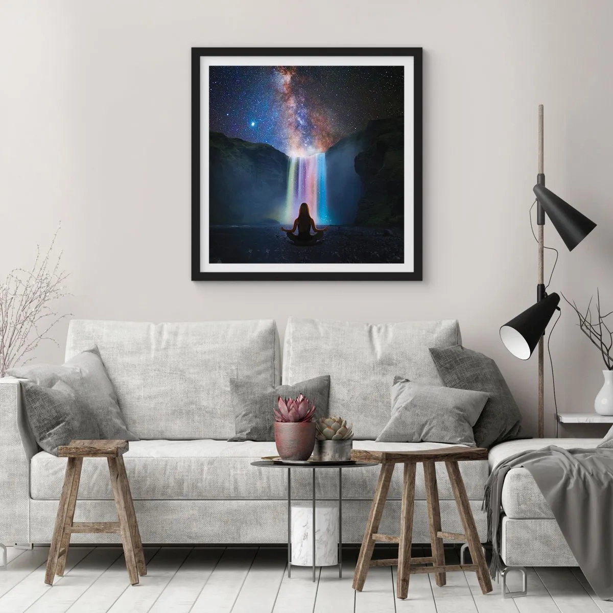 Póster en marco negro - Armonía absoluta - 30x30 cm