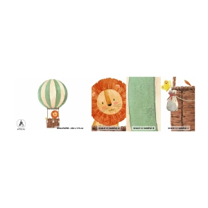 Muestra de fotomural autoadhesivo Deluxe Sticker - Los viajes del león - Globo, León, Para niños - 100x30 cm