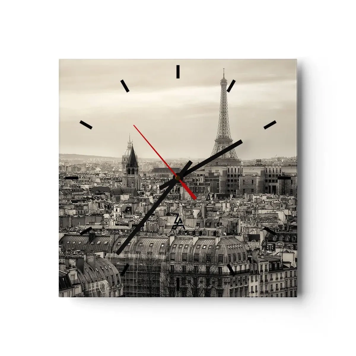 Reloj de pared - Reloj de vidrio - Sobre los tejados de París - 40x40 cm