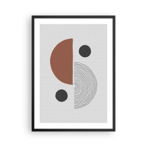 Póster en marco negro - Composición geométrica abstracta en colores cálidos. - 50x70cm - La perfección del círculo - Decoración de pared moderna para salón y dormitorio ARTTOR