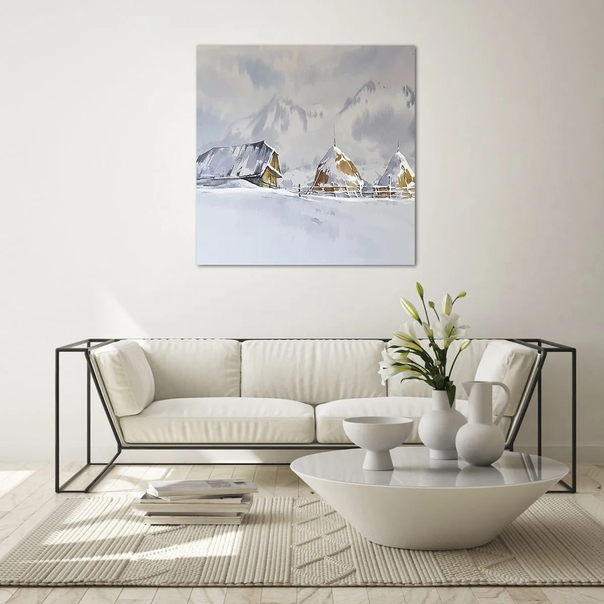 Cuadro sobre vidrio - Impresiones sobre Vidrio - En un valle nevado - 70x70 cm
