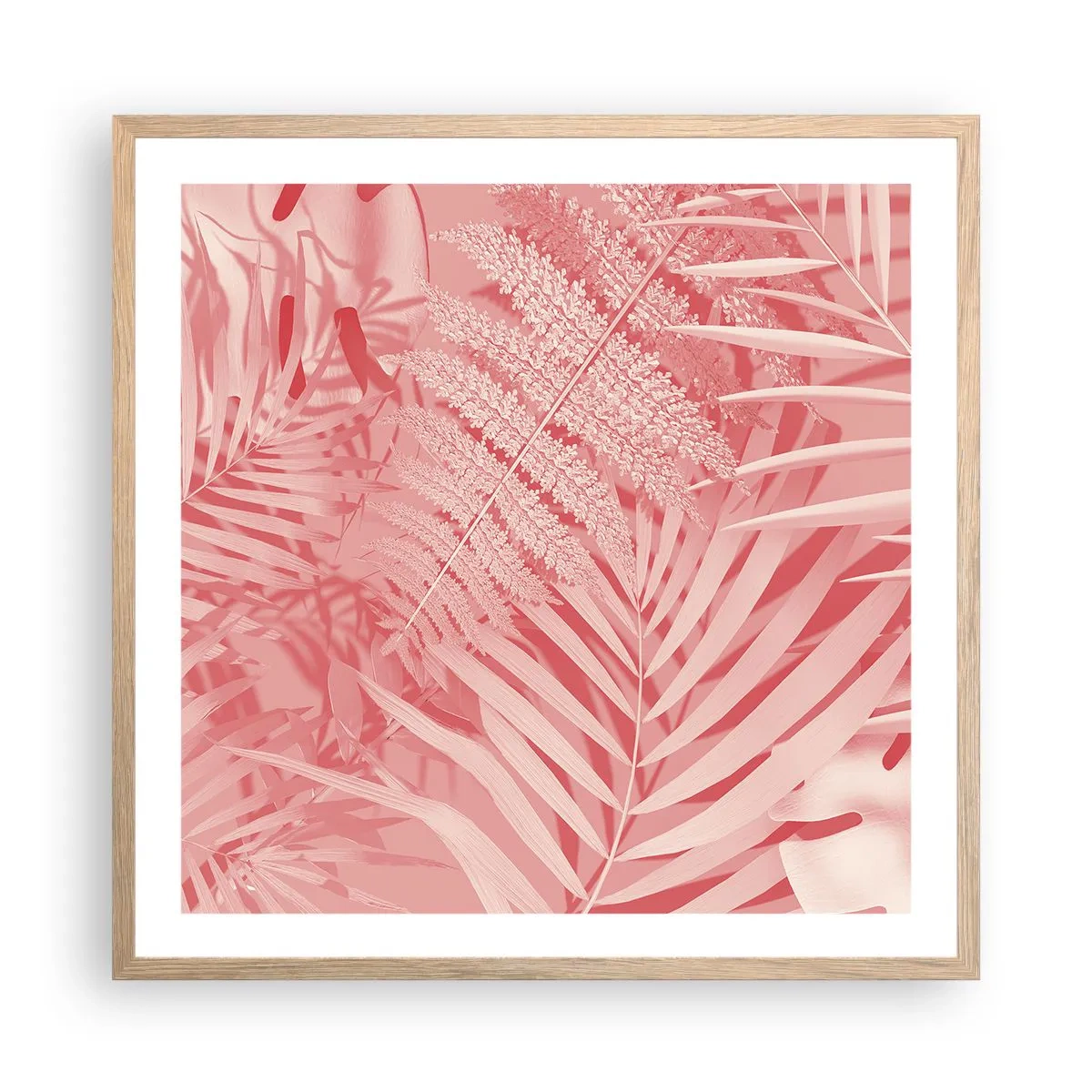 Póster en marco roble claro - Concepto rosa - 60x60 cm