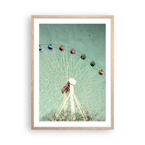Póster en marco roble claro - Te invitamos a jugar - 50x70 cm