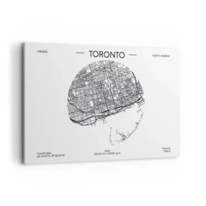 Cuadro sobre lienzo - Impresión de Imagen - Un mapa de Toronto en un estilo minimalista en blanco y negro - 120x80cm - Anatomía de Toronto - Decoración de pared moderna para salón y dormitorio ARTTOR