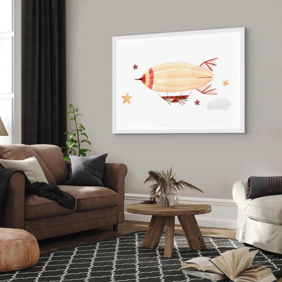 Póster en marco blanco - Dirigible - 40x30 cm