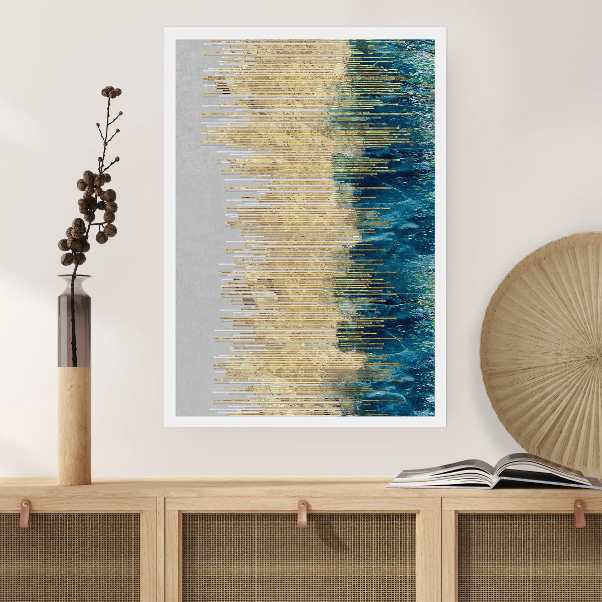 Póster - Frontera de líneas doradas - 30x40 cm