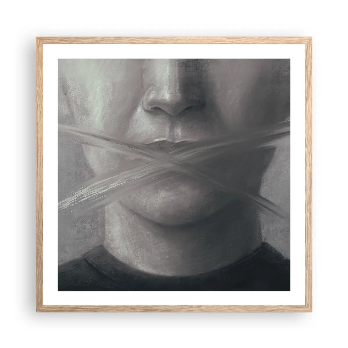 Póster en marco roble claro - Ni una palabra - 60x60 cm