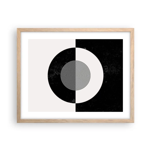 Póster en marco roble claro - Armonía en blanco y negro - 50x40 cm