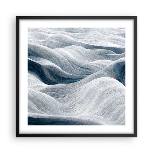 Póster en marco negro - Olas blancas y azules - 50x50 cm