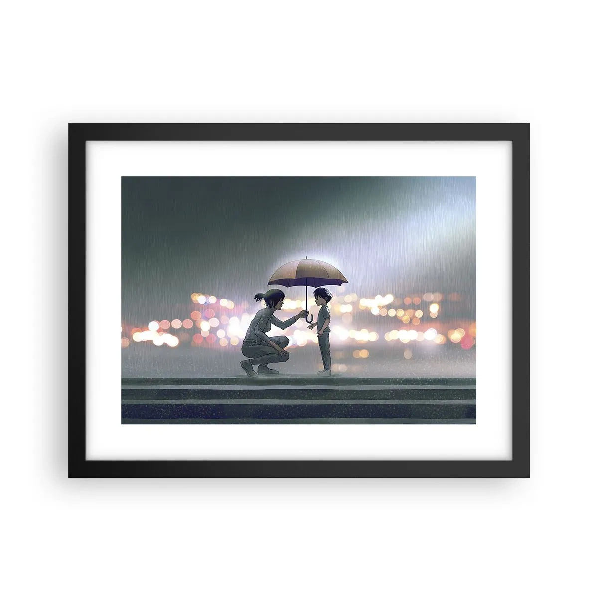 Póster en marco negro - Y todo está bien - 40x30 cm