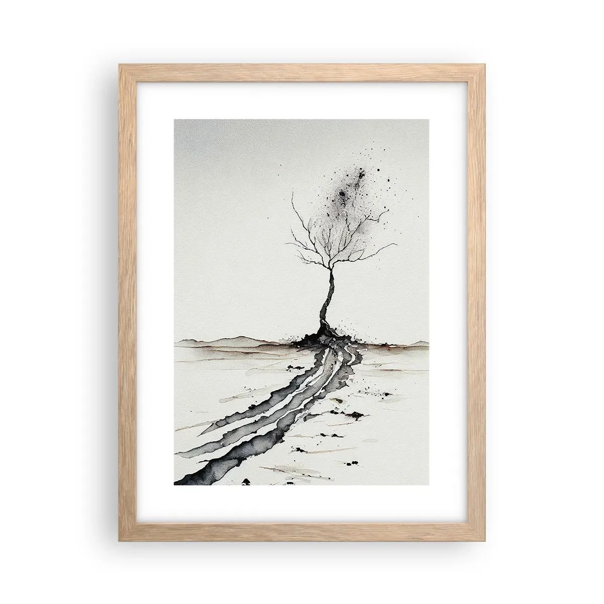 Póster en marco roble claro - Melancolía invernal - 30x40 cm