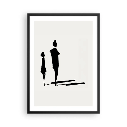 Póster en marco negro - Siluetas de dos figuras en negro sobre un fondo claro - 50x70cm - ¿Seguro que juntos? - Decoración de pared moderna para salón y dormitorio ARTTOR