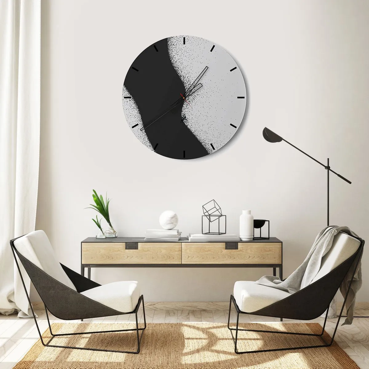 Reloj de pared - Reloj de vidrio - Equilibrio suave - 30x30 cm