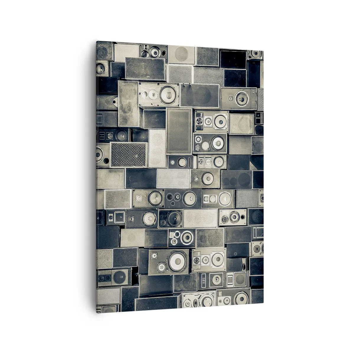 Cuadro sobre lienzo - Impresión de Imagen - Colección de altavoces de estilo retro - 70x100cm - Y todo fluye - Decoración de pared moderna para salón y dormitorio ARTTOR