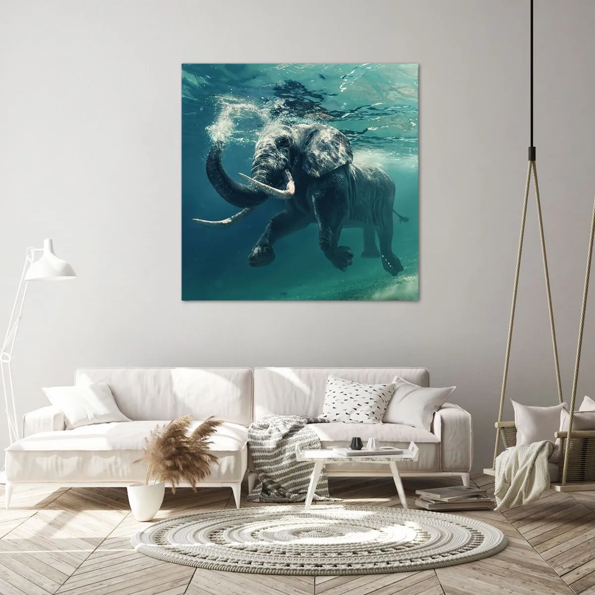 Cuadro sobre lienzo - Impresión de Imagen - A todos nos gusta nadar - 40x40 cm