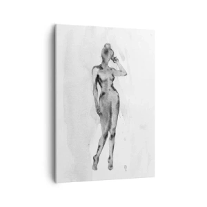 Cuadro sobre lienzo - Impresión de Imagen - Boceto de la silueta de una mujer en tonos de gris. - 50x70cm - Un estudio sobre el ideal de feminidad - Decoración de pared moderna para salón y dormitorio ARTTOR
