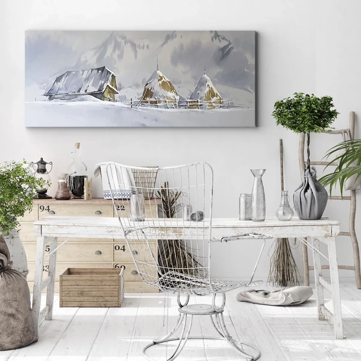 Cuadro sobre lienzo - Impresión de Imagen - En un valle nevado - 90x30 cm