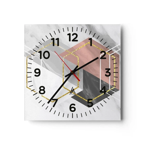 Reloj de pared - Reloj de vidrio - Composición en cadena - 30x30 cm