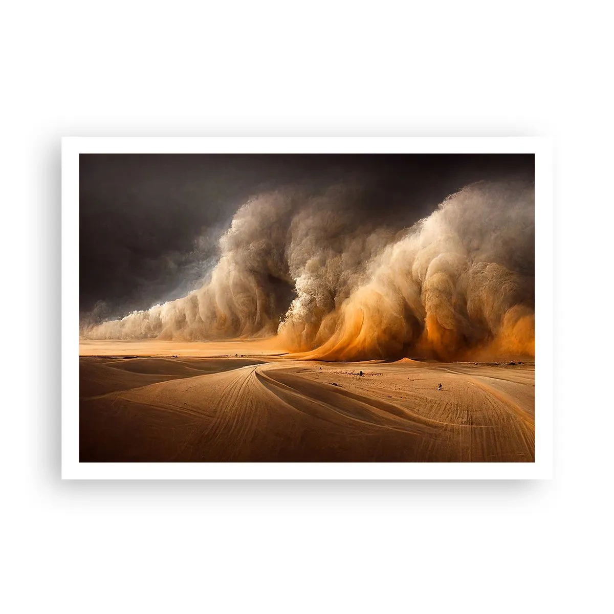 Póster - Impresionante tormenta de arena en el desierto - 100x70cm - Ira del desierto - Decoración de pared moderna para salón y dormitorio ARTTOR