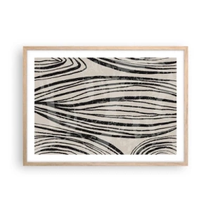 Póster en marco roble claro - Salpicadura de líneas - 70x50 cm
