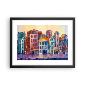 Póster en marco negro - Una ciudad como un cuento de hadas - 40x30 cm