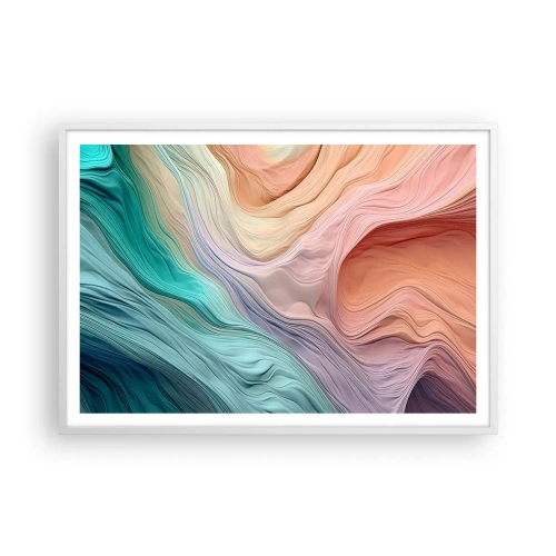 Póster en marco blanco - Ola arco iris - 100x70 cm