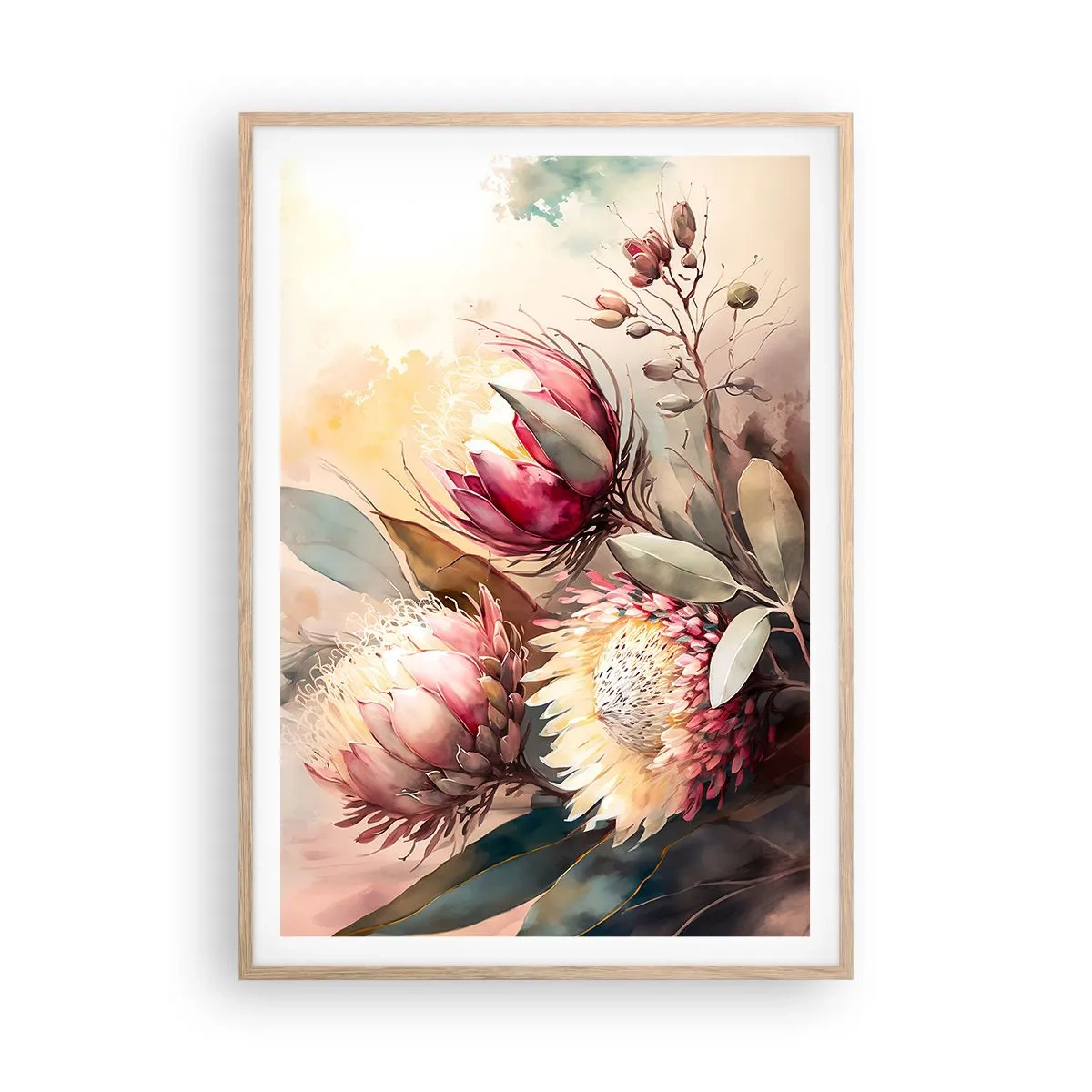 Póster en marco roble claro - De perfil y de frente - 70x100 cm