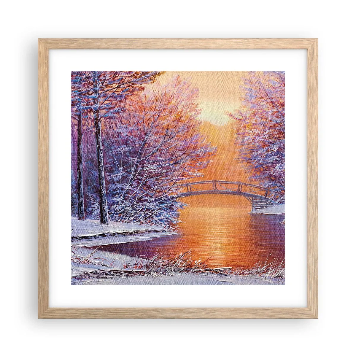 Póster en marco roble claro - Reunámonos aquí - 40x40 cm