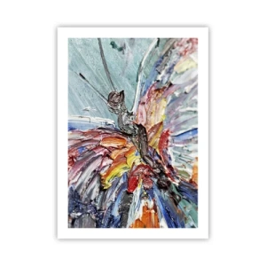 Póster - Una mariposa abstracta en colores y texturas intensos. - 50x70cm - Pintado por la naturaleza - Decoración de pared moderna para salón y dormitorio ARTTOR