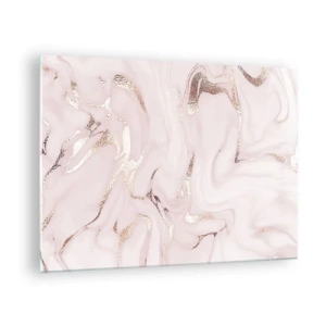Cuadro sobre vidrio - Impresiones sobre Vidrio - Patrón de mármol abstracto de oro rosa - 70x50cm - En rosa - Decoración de pared moderna para salón y dormitorio ARTTOR