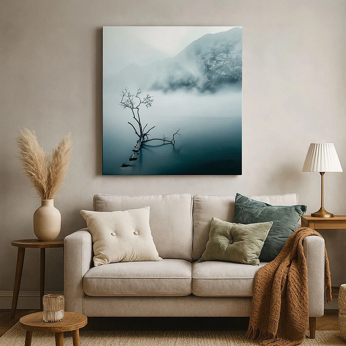 Cuadro sobre lienzo - Impresión de Imagen - Fuera del agua y de la niebla - 30x30 cm