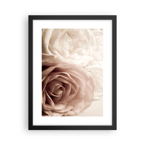 Póster en marco negro - En el corazón de una rosa - 30x40 cm