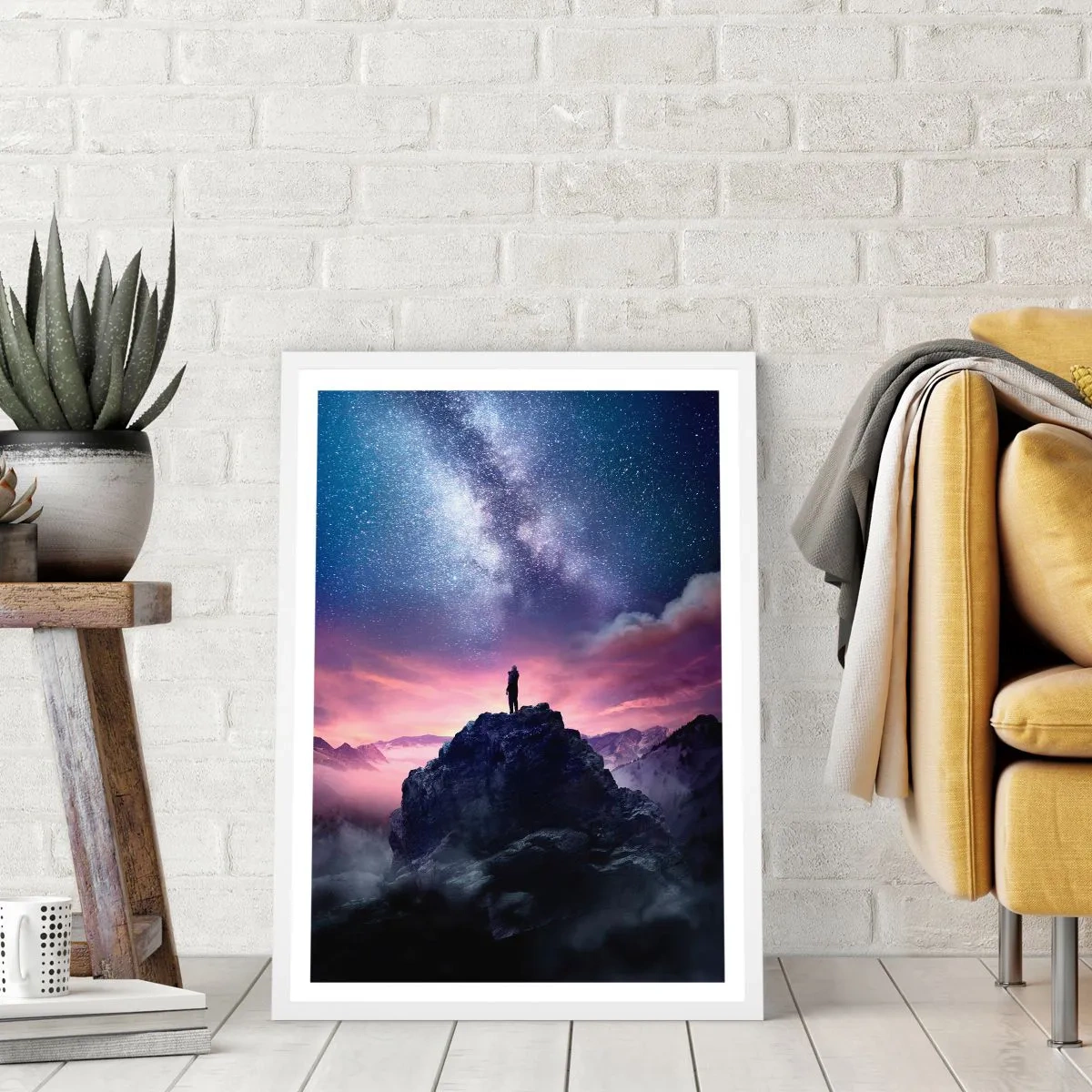 Póster en marco blanco - Y sintió la vida - 70x100 cm