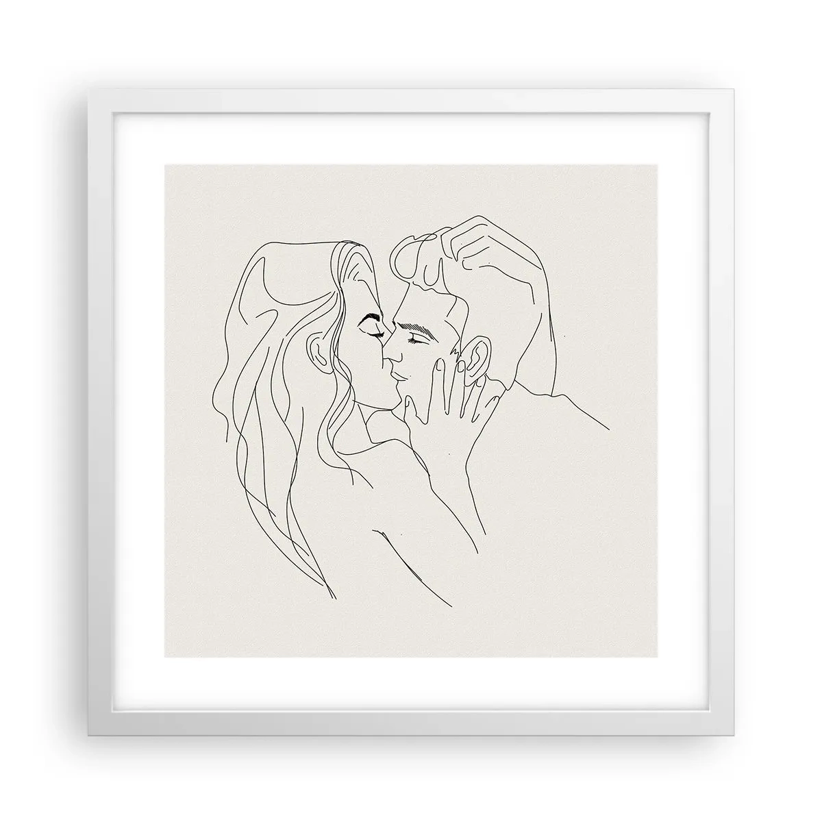 Póster en marco blanco - Unión y sentimiento - 40x40 cm