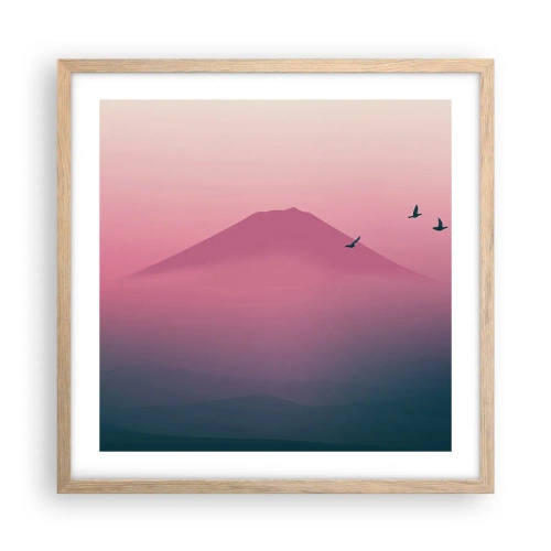 Póster en marco roble claro - Sobre las nubes - 50x50 cm