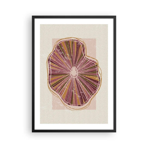 Póster en marco negro - Sección transversal abstracta de un árbol en tonos rosa y marrón. - 50x70cm - Abstracción radiante - Decoración de pared moderna para salón y dormitorio ARTTOR