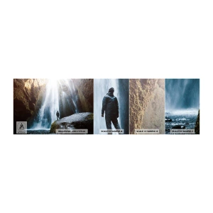 Muestra de fotomural autoadhesivo Deluxe Sticker - Impresionante vista - Cascada, rocas, Cueva - 100x30 cm