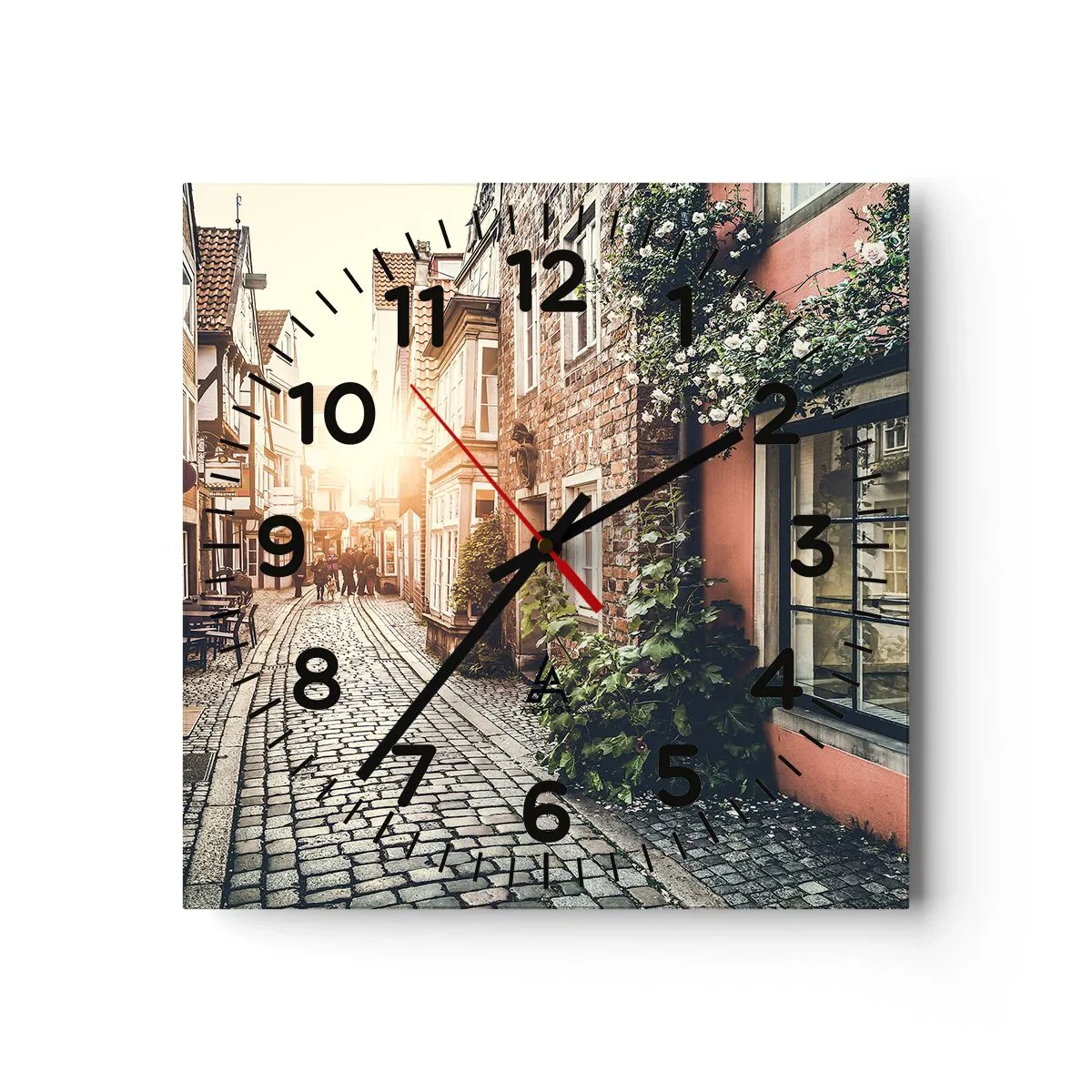 Reloj de pared - Reloj de vidrio - El callejón de las rosas - 40x40 cm