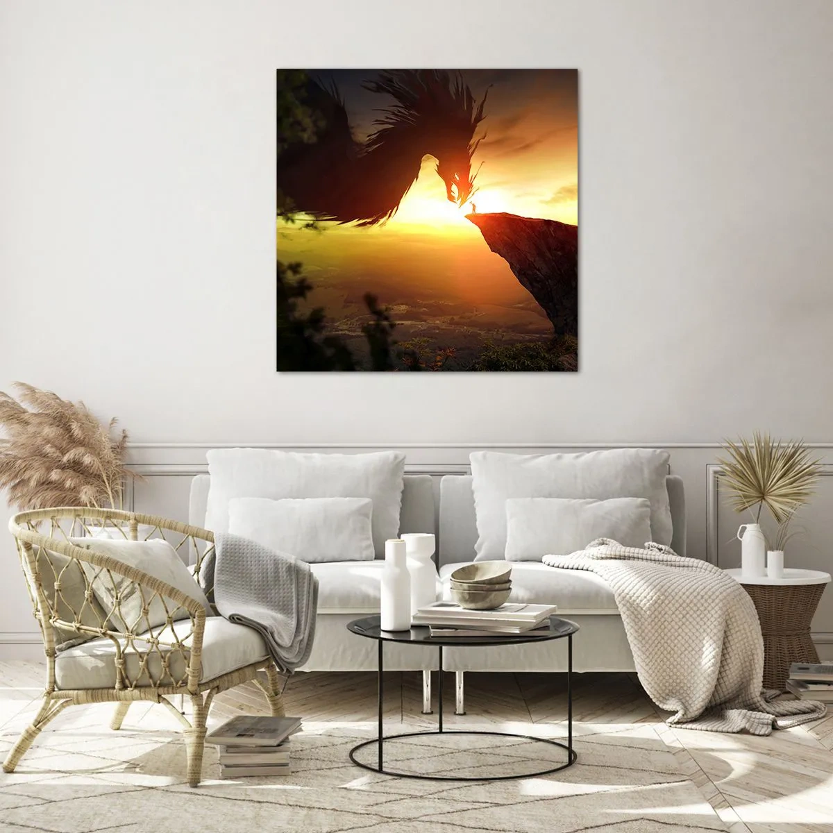 Cuadro sobre vidrio - Impresiones sobre Vidrio - Cazador de dragones - 70x70 cm