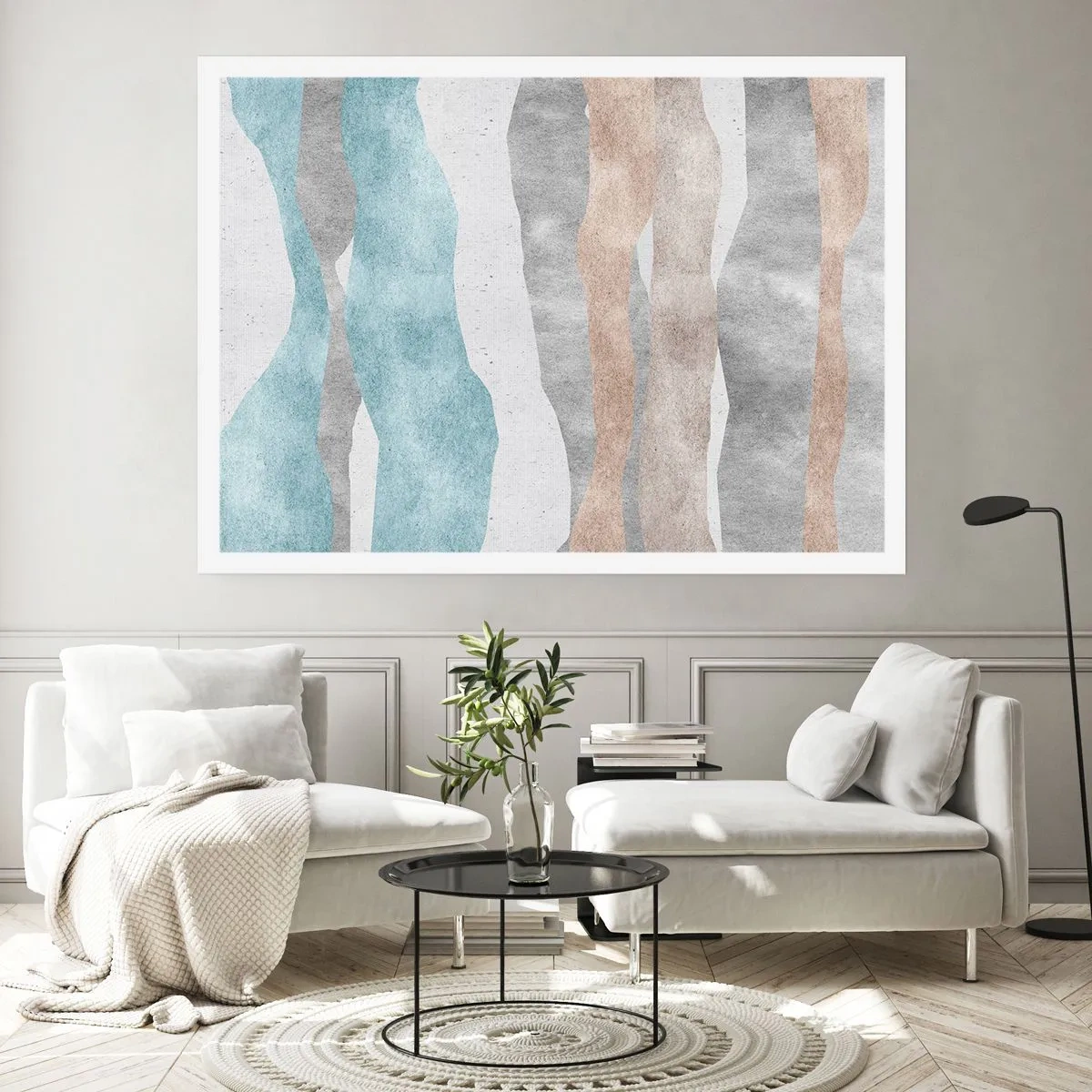 Póster - Rayas abstractas en tonos pastel - 100x70cm - Un estudio de la cercanía - Decoración de pared moderna para salón y dormitorio ARTTOR