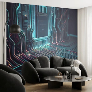 Fotomural Premium Sand - Mi forma de pensar - Tecnología, Computadora, Procesador - 200x140 cm