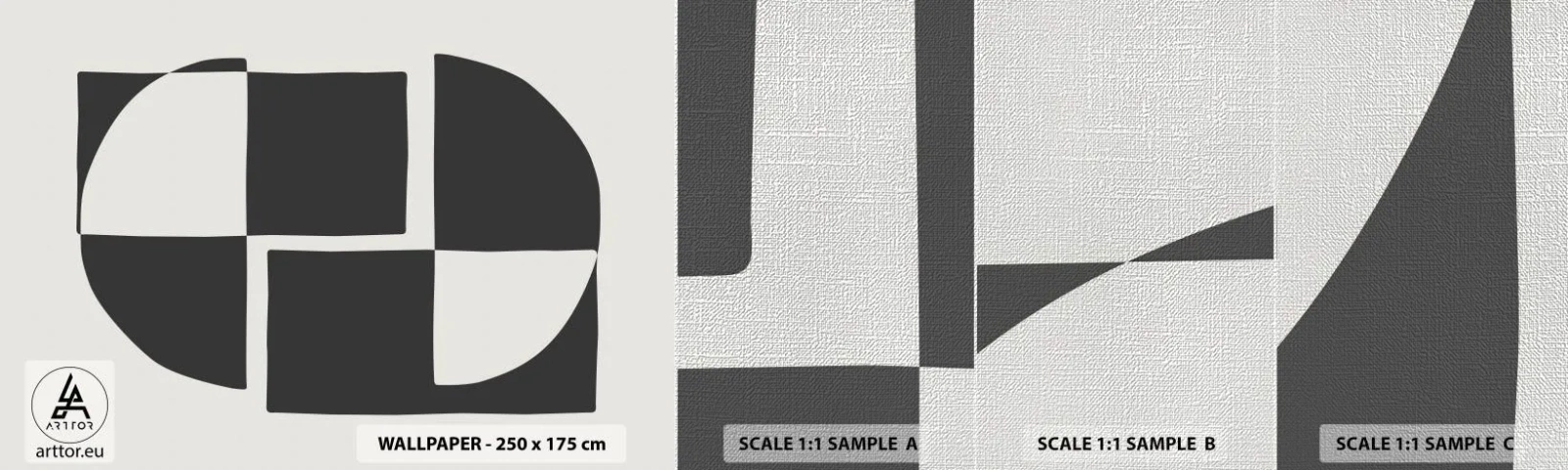 Muestra de fotomural Premium Canvas - Antítesis - síntesis - Abstracción, Pedazo, En blanco y negro - 100x30 cm