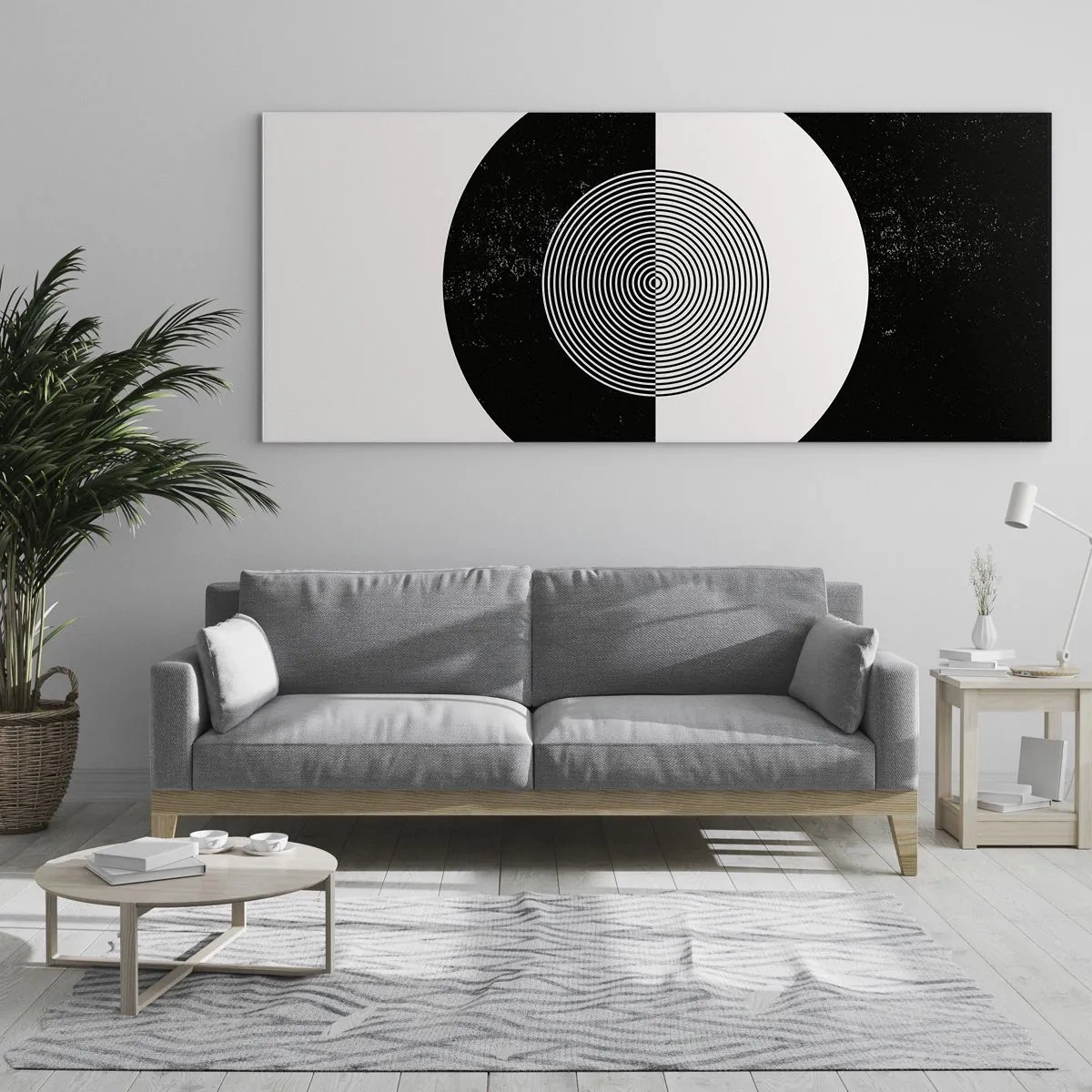 Cuadro sobre vidrio - Impresiones sobre Vidrio - Armonía en blanco y negro - 100x40 cm