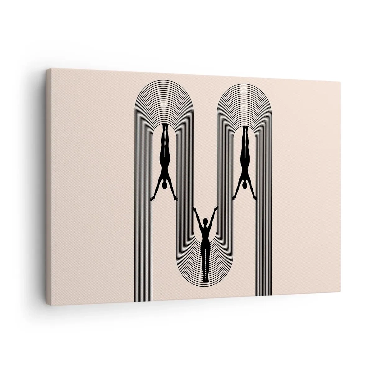 Cuadro sobre lienzo - Impresión de Imagen - Siluetas geométricas sobre un fondo beige - 70x50cm - Al revés, o no - Decoración de pared moderna para salón y dormitorio ARTTOR