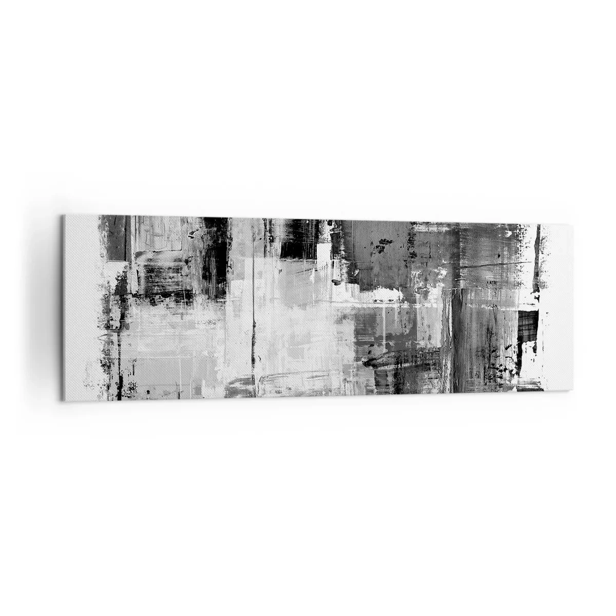 Cuadro sobre lienzo - Impresión de Imagen - Composición abstracta en blanco, negro y gris. - 160x50cm - El gris es hermoso - Decoración de pared moderna para salón y dormitorio ARTTOR