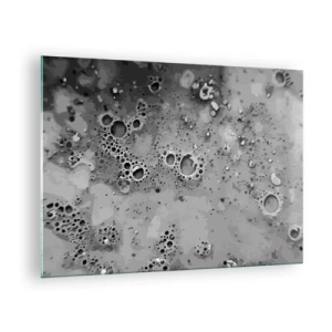 Cuadro sobre vidrio - Impresiones sobre Vidrio - Un patrón abstracto que se asemeja a la superficie de la luna en tonos de gris. - 70x50cm - Como un paisaje lunar - Decoración de pared moderna para salón y dormitorio ARTTOR
