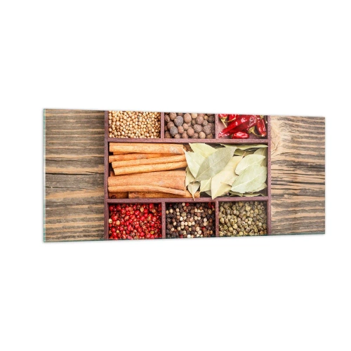 Cuadro sobre vidrio - Impresiones sobre Vidrio - Orden de formas, composición de aromas - 100x40 cm