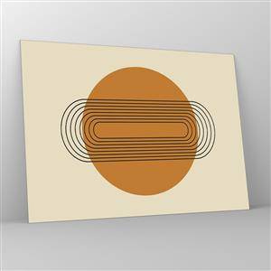 Cuadro sobre vidrio - Impresiones sobre Vidrio - Abstracción geométrica con círculos y líneas. - 70x50cm - El plan perfecto - Decoración de pared moderna para salón y dormitorio ARTTOR