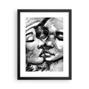 Póster en marco negro - Un momento tierno - 30x40 cm