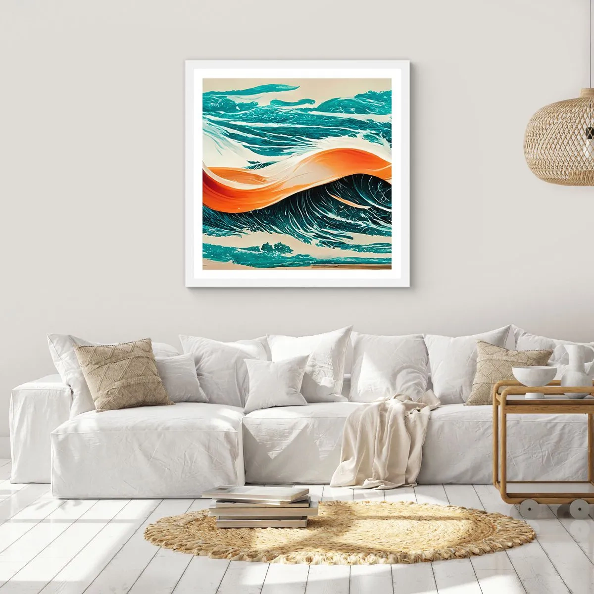 Póster en marco blanco - El sueño de un surfista - 60x60 cm